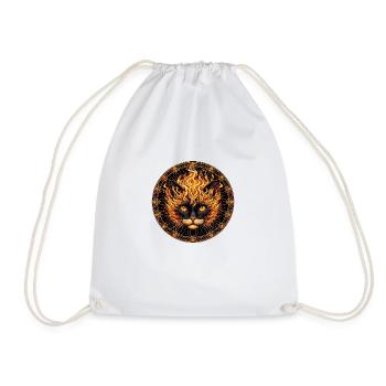 Mystical Fire Cat Mandala Design - Drawstring Bag - white - Front