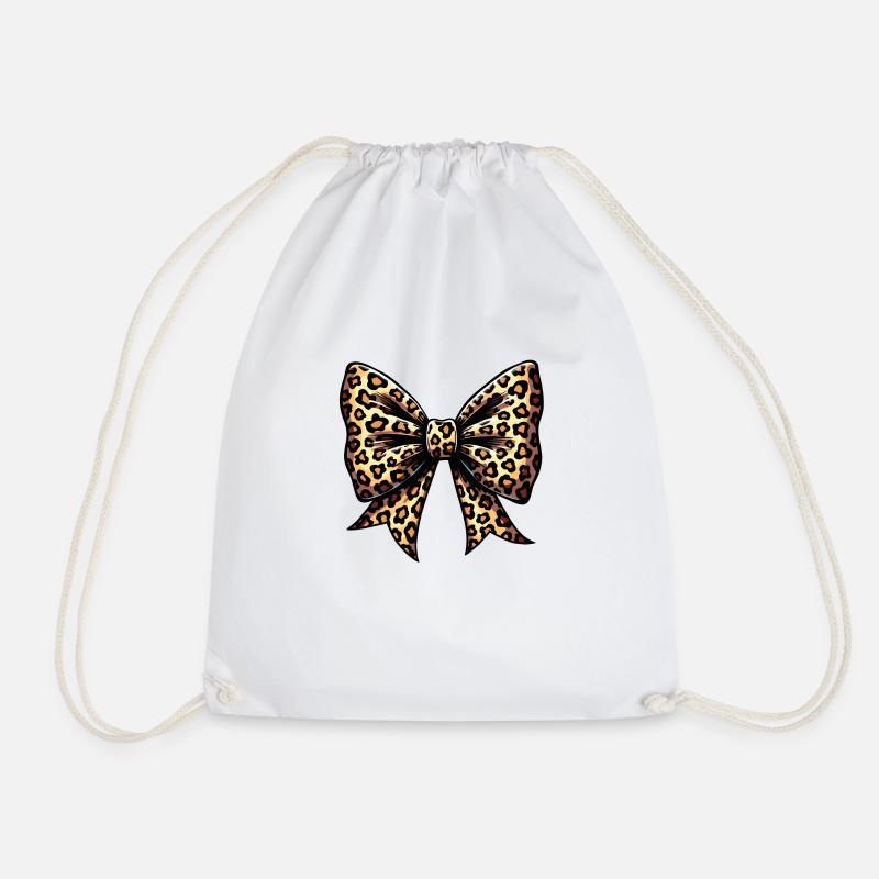 LARGE BOW WITH LEOPARD TREND - Drawstring Bag - white