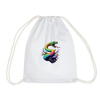 Colorful Snake Illustration - Drawstring Bag - white - Front