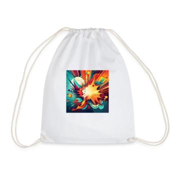Abstract Colourful Splash with Explosive Design - Drawstring Bag - white - Front