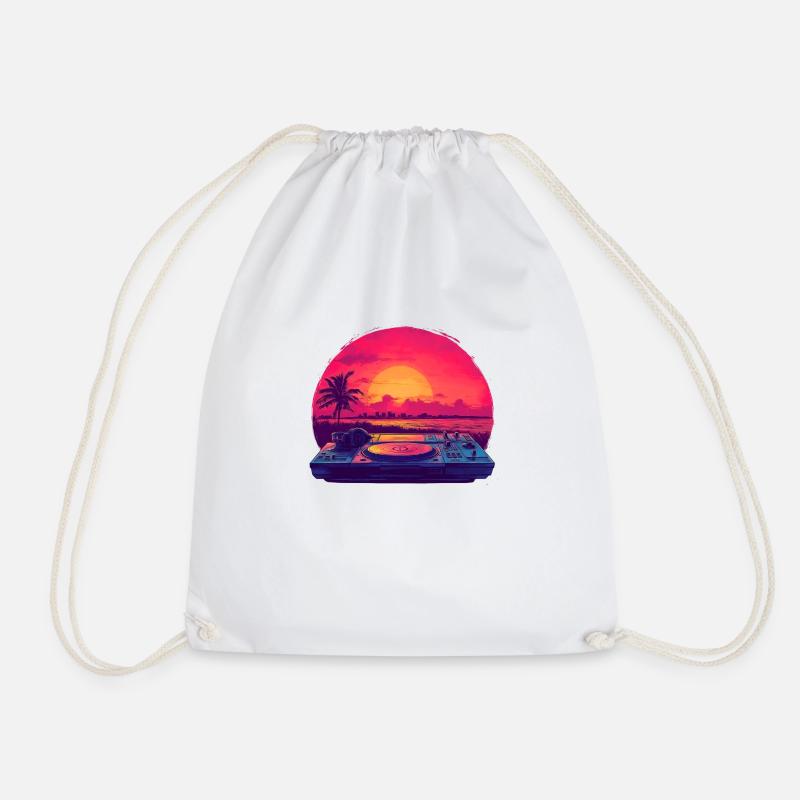 DJ on the beach - Drawstring Bag - white