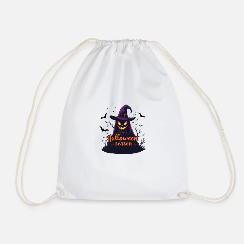 Halloween Season Design – Evil Jack-o'-Lantern Wit - Drawstring Bag - white
