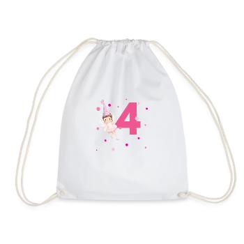 4th Birthday Pink Fairy - Drawstring Bag - white - Front