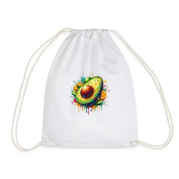 Avocado and citrus pouring paint - Drawstring Bag - white - Front