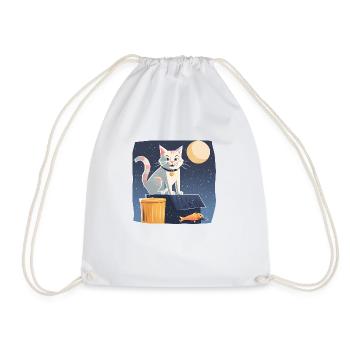 katze mit fisch 2 - Turnbeutel - Weiß - Vorne
