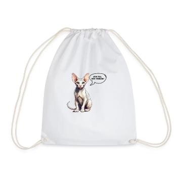 Sphynx Cat No Fur, No Problem - Drawstring Bag - white - Front