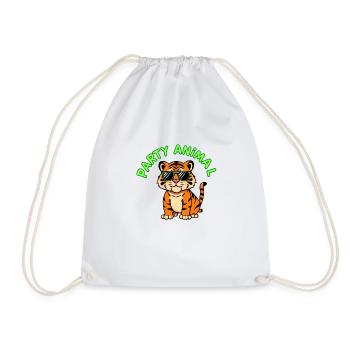 Whimsical Sunglasses-wearing Tiger - Drawstring Bag - white - Front