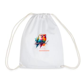 Lovebird Bird Agapornids Inseparable - Drawstring Bag - white - Front