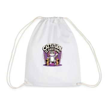 Cattitude is Everything - Drawstring Bag - white - Front