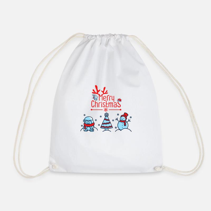 Merry Christmas red letters - Drawstring Bag - white