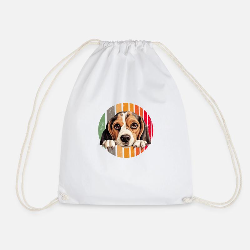 Beagle - Drawstring Bag - white