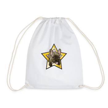 French Bulldog Puppy with Star - Drawstring Bag - white - Front