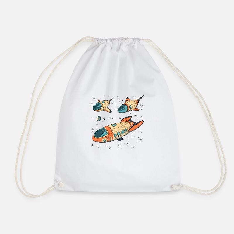 Retro Starships: A Galactic Adventure - Drawstring Bag - white