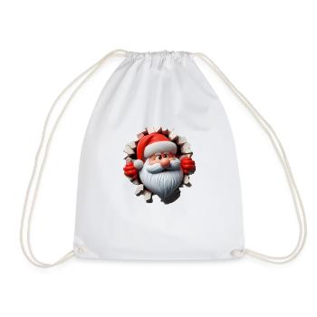 Santa in the hole from the front 4 - Drawstring Bag - white - Front
