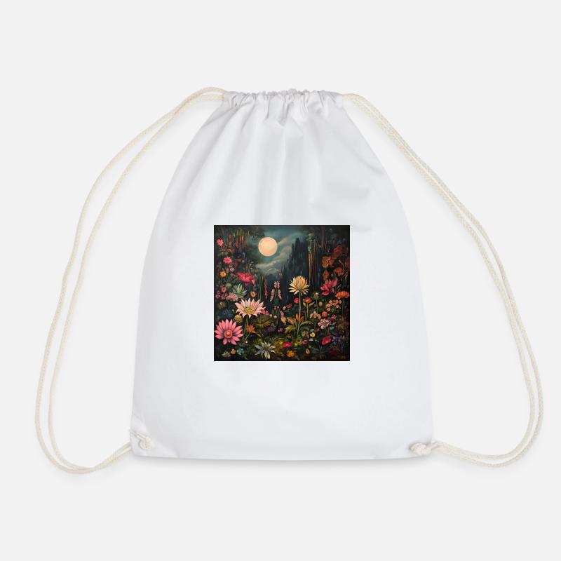 Mega Flora - Drawstring Bag - white