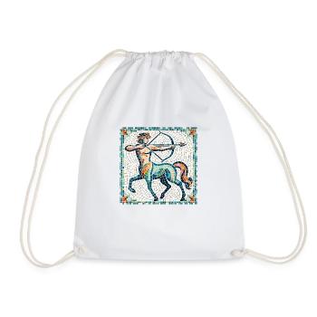 Sagittarius mosaic - elegant zodiac sign art - Drawstring Bag - white - Front