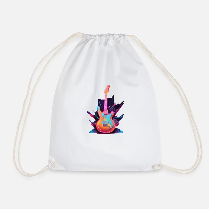 Guitar Rock Music - Drawstring Bag - white