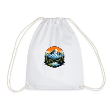 Mountain lake in the evening light: pure nature - Drawstring Bag - white - Front