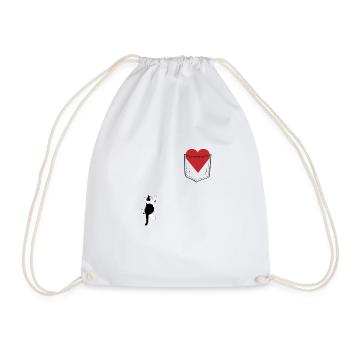 Cat Close to the Heart - Cat Lover Gift - Drawstring Bag - white - Front