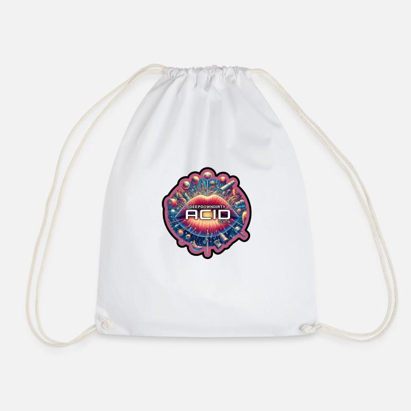 Microdot Tribe New Version with Solid Edging - Drawstring Bag - white