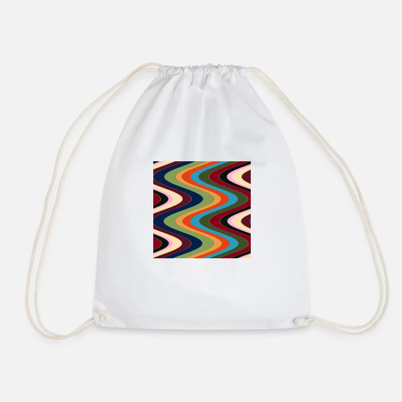 Abstract Art with Linear Patterns - Drawstring Bag - white