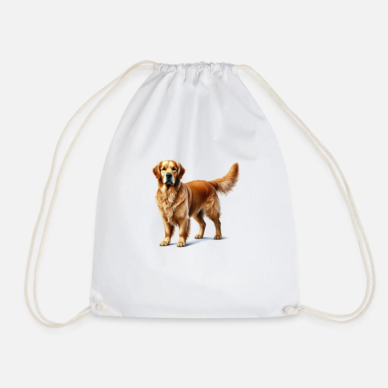 Golden Retriever - Drawstring Bag - white