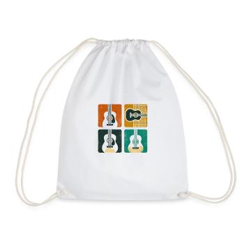 Vintage Guitar Pick Guitarist Gift - Drawstring Bag - white - Front