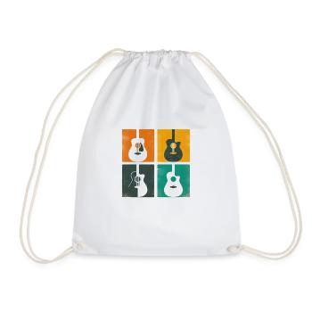 Vintage Guitar Pick Guitarist Gift - Drawstring Bag - white - Front