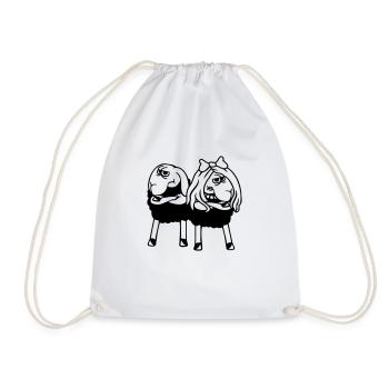 2 sheep couple tired angry upset offended - Drawstring Bag - white - Front
