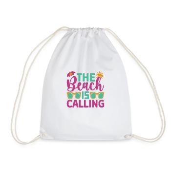 The-Beach-Is-Calling - Drawstring Bag - white - Front