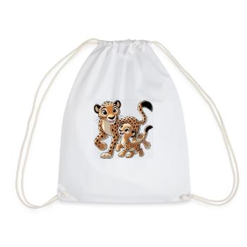 Mère guépard avec son enfant gambadant - Sac de sport léger - blanc - Devant