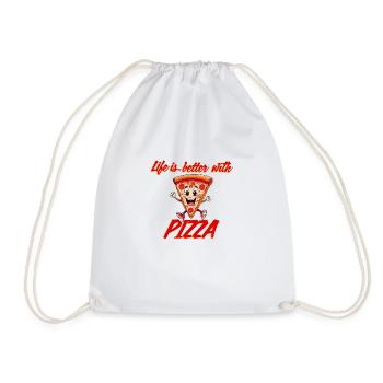 Pizza, Ich Liebe Pizza - Turnbeutel - Weiß - Vorne