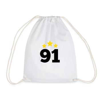 91 Jahre Stern - Geschenk zum 91. Jubiläum - Turnbeutel - Weiß - Vorne