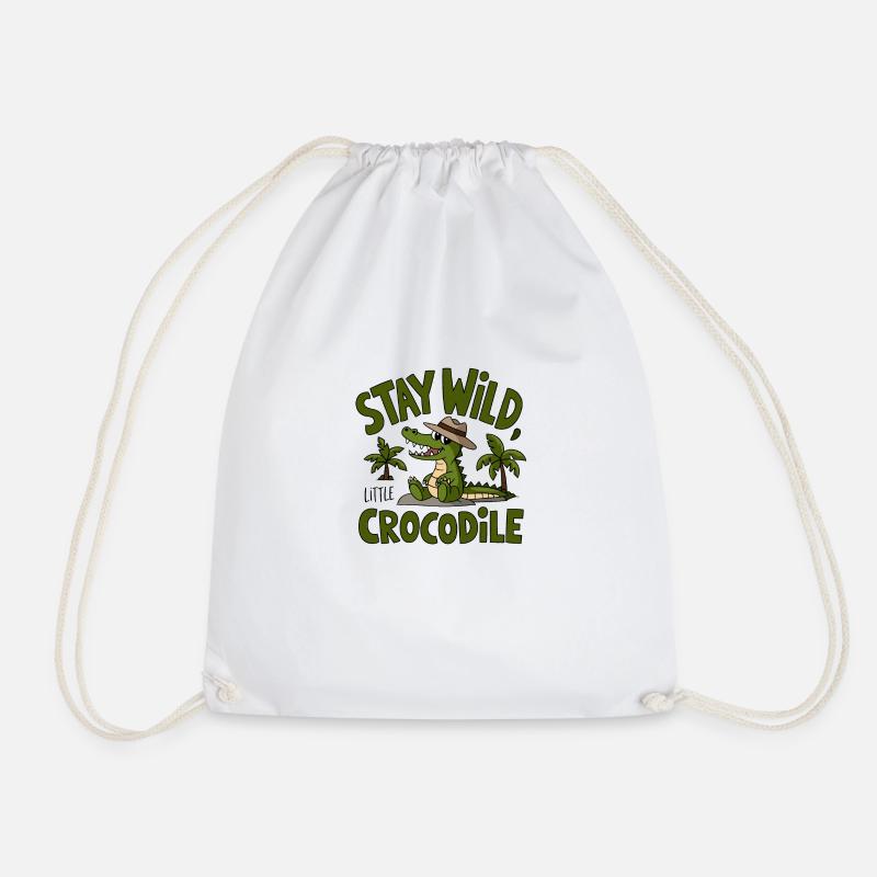 Wild crocodile vibe - Drawstring Bag - white