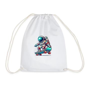 Astronaut Skateboard - Drawstring Bag - white - Front