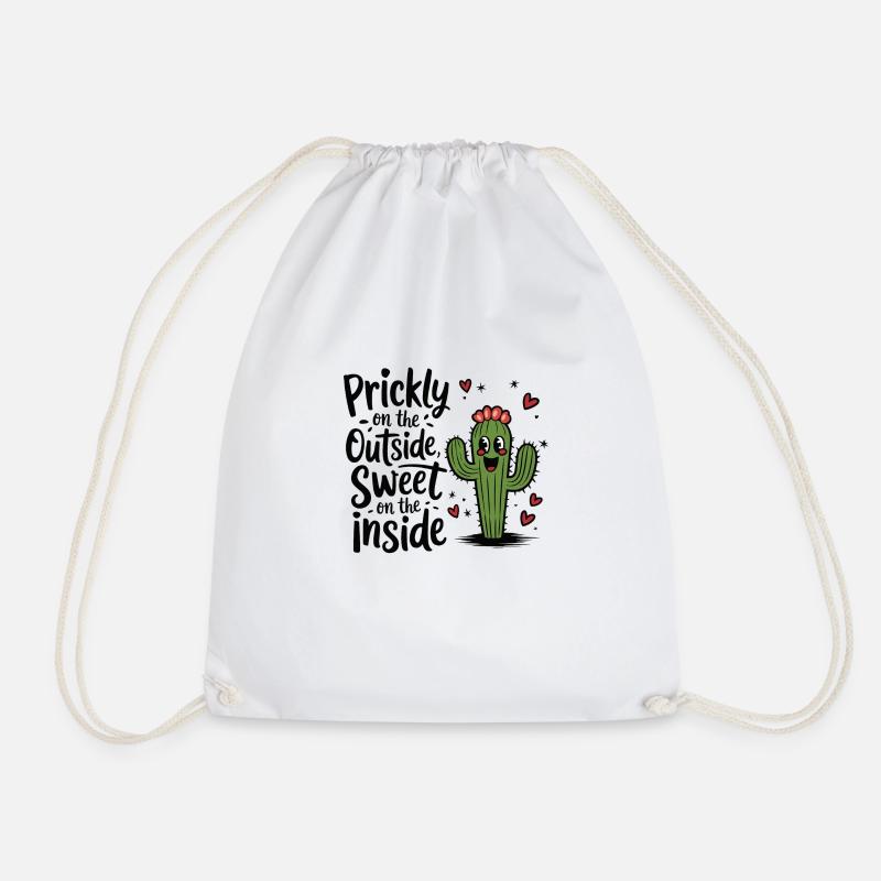 Sweet Cactus - Drawstring Bag - white