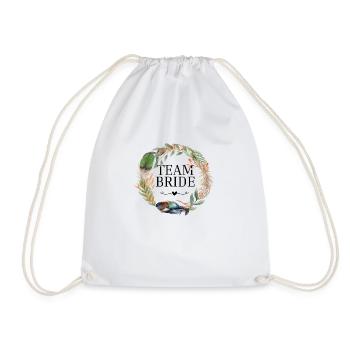Team bridle wreath boho flowers - Drawstring Bag - white - Front