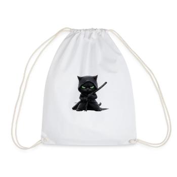 Ninja Cat, Cat lover shirt, Bags, Shirt, TankTop - Drawstring Bag - white - Front