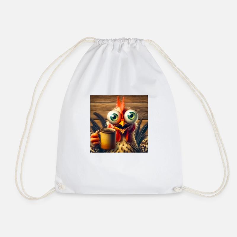 Chicken - Drawstring Bag - white