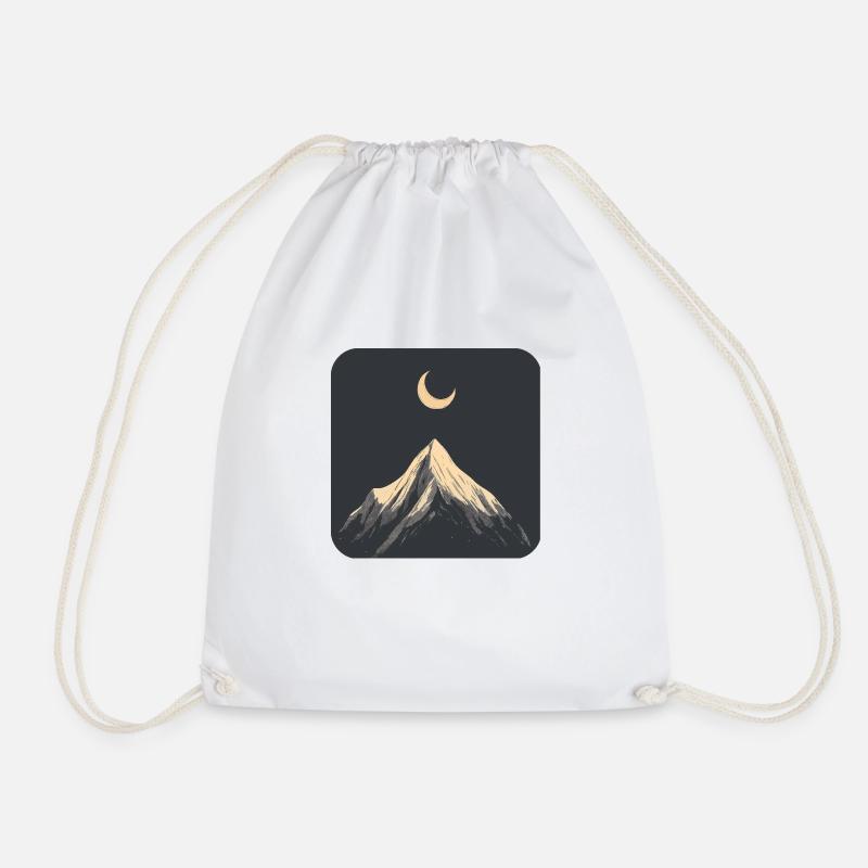 Mountain relief with moon - Drawstring Bag - white