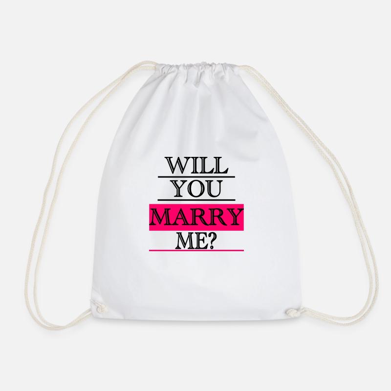will you marry me? - Drawstring Bag - white