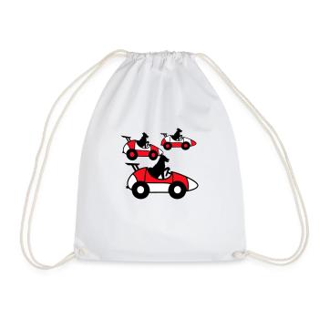 3 Dogs Driving Race Autosport Racing Cars Team - Drawstring Bag - white - Front