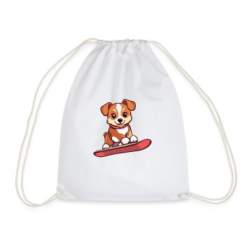 Hunde Hundeliebe Snowboard Snowboarder - Turnbeutel - Weiß - Vorne
