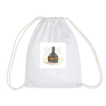 Lighted wood-burning fireplace - Drawstring Bag - white - Front
