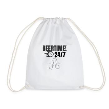 beertime 24/7 - Drawstring Bag - white - Front