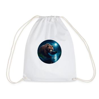 L’ours attrape du poisson au clair de lune - Sac de sport léger - blanc - Devant