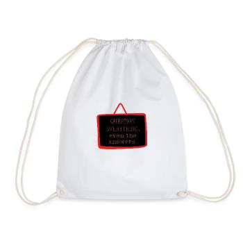 Bold "Question Everything" Philosophy Design - Drawstring Bag - white - Front