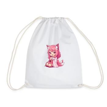 Anime Renard Fille Manga - Sac de sport léger - blanc - Devant