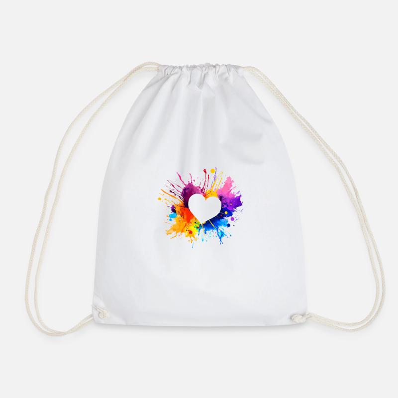 Buntes Herz Valentinstag Geschenk - Turnbeutel - Weiß