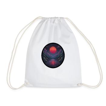 Pixel sunset over the water - Drawstring Bag - white - Front